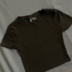 Olive Green Ribbed T-Shirt